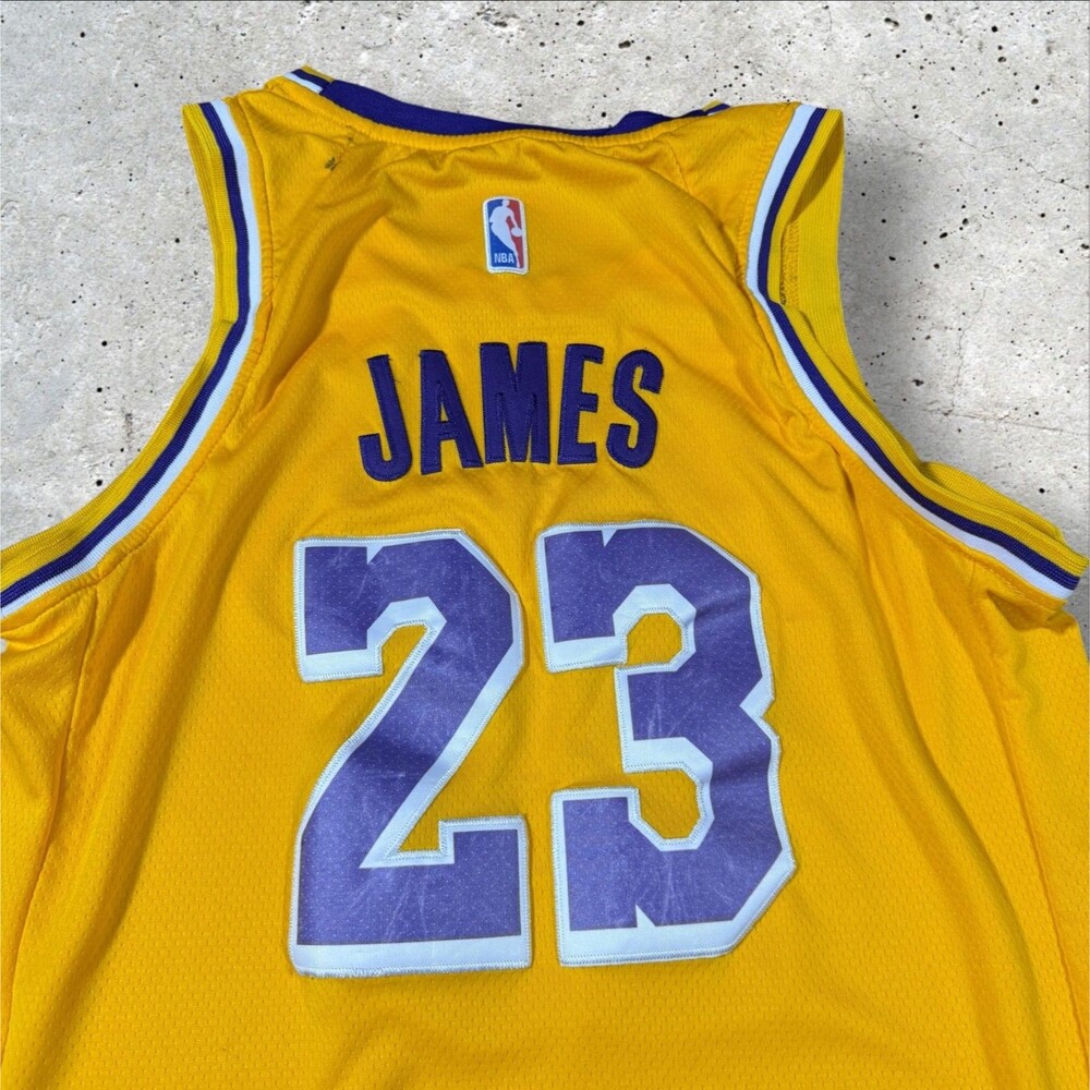 LeBron James Los Angeles Lakers Jersey Mens 50 Large Swingman Gold Wish NBA - Picture 9 of 9